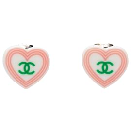 Orecchini a clip in resina con cuore CC bianco Chanel