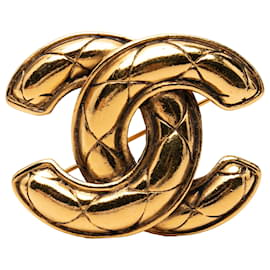 Spilla Chanel Gold CC trapuntata placcata oro