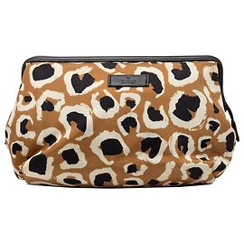 Pochette Gucci in tela con stampa leopardata marrone