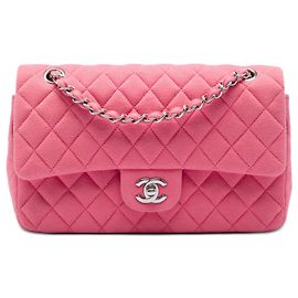 Chanel Pink Medium Classic Jersey Double Flap