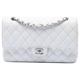 Chanel White Medium Classic Caviar Double Flap