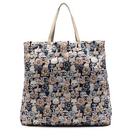Tote Chanel Blue Large Nylon Cat Emoticon Shopping