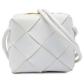 Borsa camera mini in agnello Intrecciato bianco Bottega Veneta