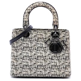 Lady Dior in tweed bianco, taglia Medium, Dior