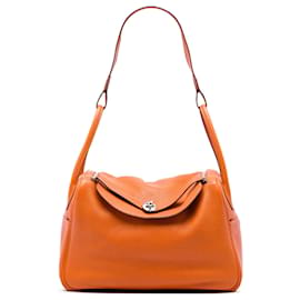Hermès Orange Clemence Lindy 34