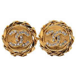 Orecchini Chanel Gold CC placcati oro e strass a clip