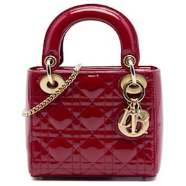 Lady Dior mini in vernice rosso cannage