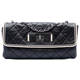 Chanel Black Quilted Lambskin East West Mademoiselle Flap