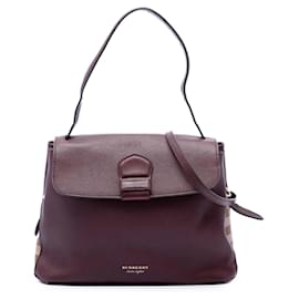 Borsa Camberley in pelle Burberry Red Medium House Check con profili