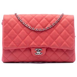 Clutch Chanel Pink Quilted Caviar Flap con Catena