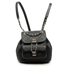 Chanel Duma Rucksack aus schwarzem Lammleder, Größe Small