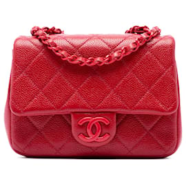 Chanel Red Mini Square Caviar Incognito Flap