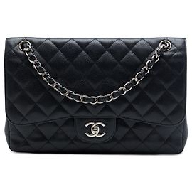 Chanel Black Jumbo Classic Caviar Double Flap
