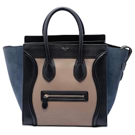 Céline Celine Brown Mini Tricolor Kalbsleder und Wildleder Luggage Tote