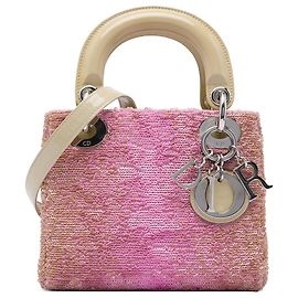 Lady Dior Mini in vernice rosa con paillettes