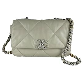 Borsa a tracolla in pelle grigia Chanel