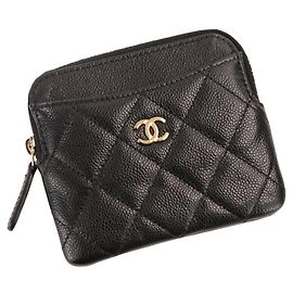 Monedero Chanel de piel de becerro granulado negro
