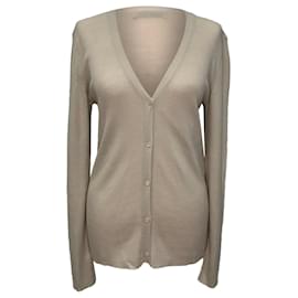 Max Mara Cardigan mit V-Ausschnitt aus beigefarbener Wolle