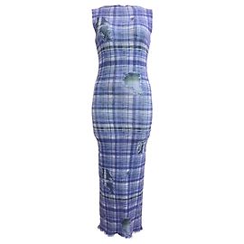 Vestido midi de punto acanalado estampado Acne Studios en nylon azul