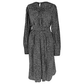 Vestido midi de seda negra con lunares Isabel Marant