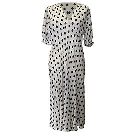 Vestido midi con cuello en V estampado Diane Von Furstenberg en viscosa blanca