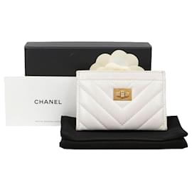 Portacarte Chanel 2.55 Bianco Pelle di Vitello Oro