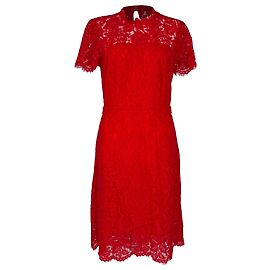 Vestido corto Alma de encaje Diane Von Furstenberg en algodón rojo