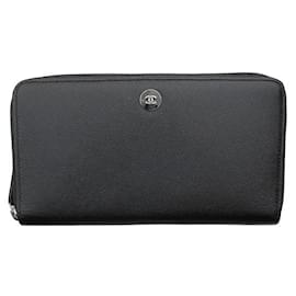 Chanel Portafoglio lungo con zip Black Caviar Silver Cc Organizer