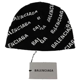 Balenciaga Beanie Allover Logo Schwarz