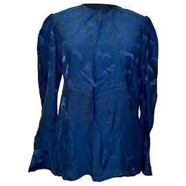 Stella Mc Cartney Camicetta in seta blu con jacquard a motivo cavallo Stella McCartney