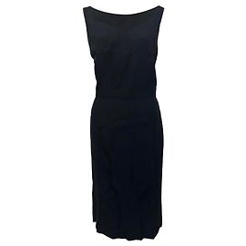 Abito midi vintage Alexander McQueen con scollo a cuore in viscosa nera