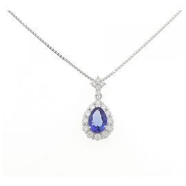 Autre Marque Collana in Tanzanite e Diamanti Pt900 Pt850