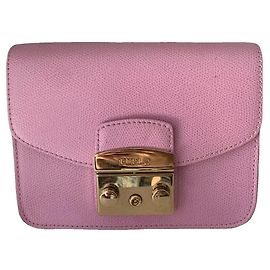 Borsa a tracolla Furla Metropolis in pelle rosa pastello