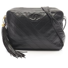 Borsa a Spalla con Frange Chanel Coco Mark Bias Stitch