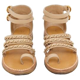 Chanel Sandali Pelle Beige Catena