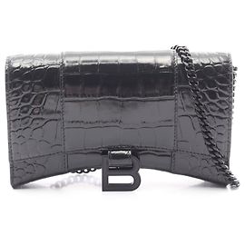 Bolso de hombro Balenciaga Hourglass en piel grabada