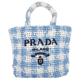 Prada Crochet Small Raffia Tote Bag