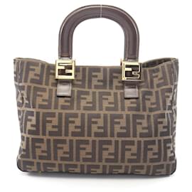 Borsa Tote Fendi Zucca marrone pelle e tela