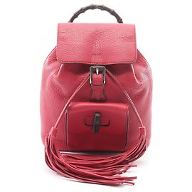 Zaino Gucci in pelle con dettagli in bambù