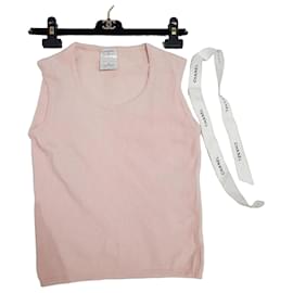 Chanel Top senza maniche in cashmere rosa