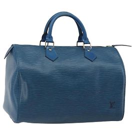 LOUIS VUITTON Borsa Epi Speedy 30 Toledo Blue M43005 LV Auth fm5357