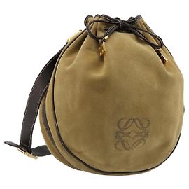 Borsa a tracolla LOEWE Anagram in scamosciato Beige Oro Autentica yk20584