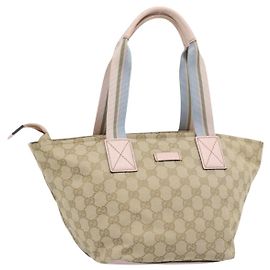 Borsa GUCCI GG Canvas Beige Oro 131228 Auth 186594