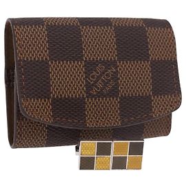 LOUIS VUITTON Damier Ebene Cuffs&Cuff Case Cuffs Silver M64675 LV Auth BA13620V