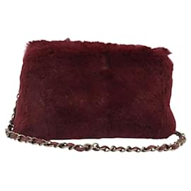 CHANEL Bolsa de Alça de Corrente de Pele Vermelha CC Auth BA13649V