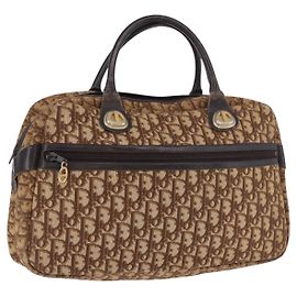 Borsa Boston Christian Dior Trotter Canvas Marrone Oro Autentica 189366