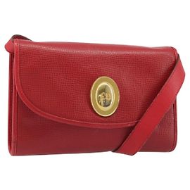 Borsa a Spalla Christian Dior in Pelle Rossa Oro Auth BA13488