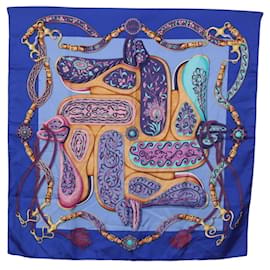 Hermès HERMES Carré 90 Sciarpa in seta "H d ORIGNY" Blu Autentica 188636M