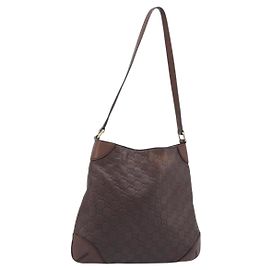 Borsa GUCCI GG Canvas Guccissima in Pelle Marrone Oro 248272 Auth 186379V