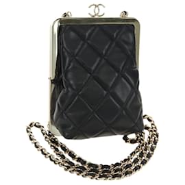 Borsa a Spalla CHANEL Chain Matelasse in Pelle di Agnello Nera e Oro CC Auth 187603SAM